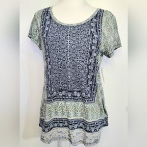 Lucky Brand Womens Size Small Blue/Green Rounded Bottom Blouse 💥New💥